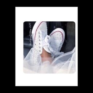 Bridal blinged with satin lace converse Sneakers